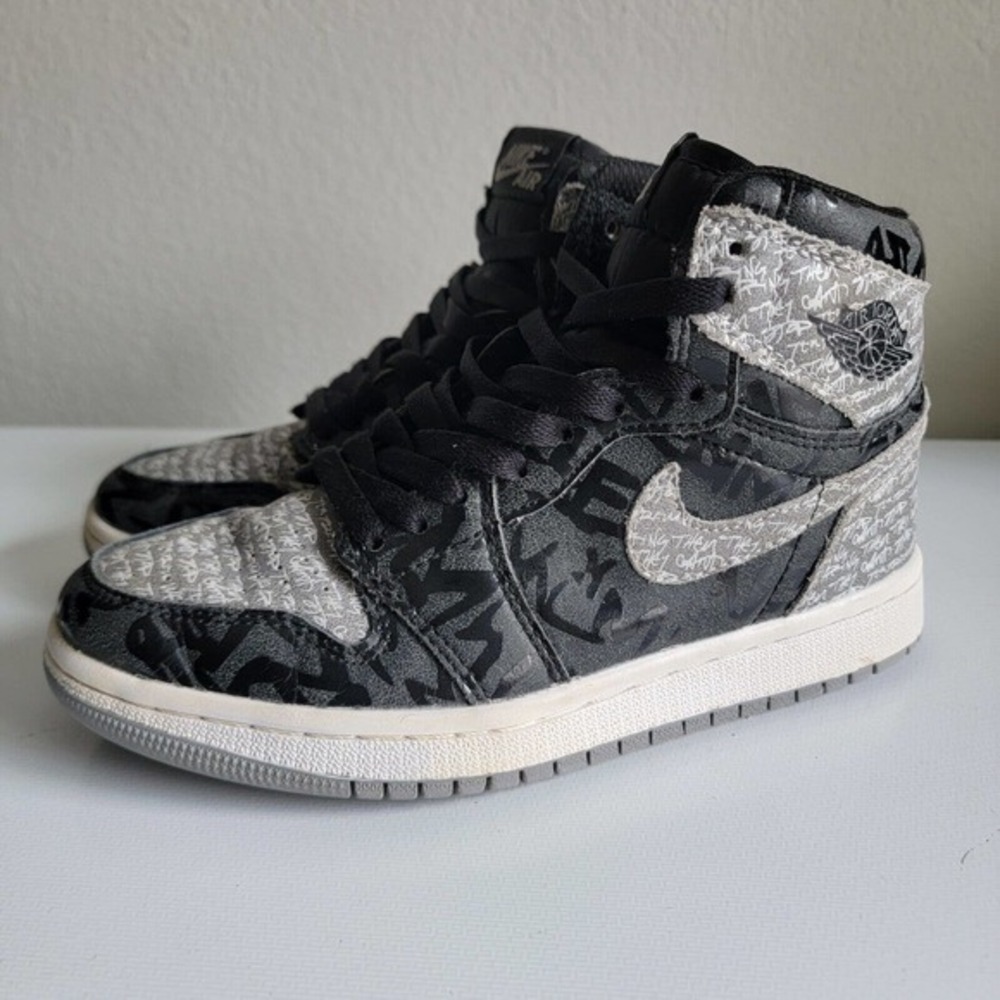 Nike Air Jordan 1 High‎ OG Rebellionaire size 4 555088-036 OG I Retro Black Grey